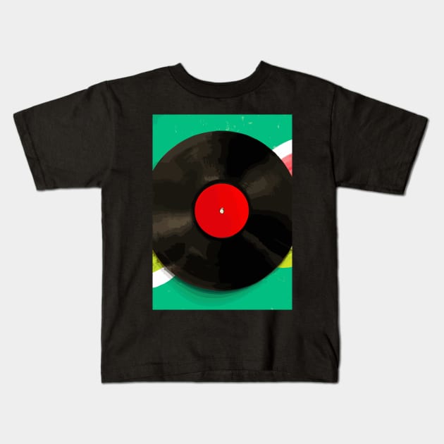 Retro Vinyl Record Colorful Kids T-Shirt by maxcode